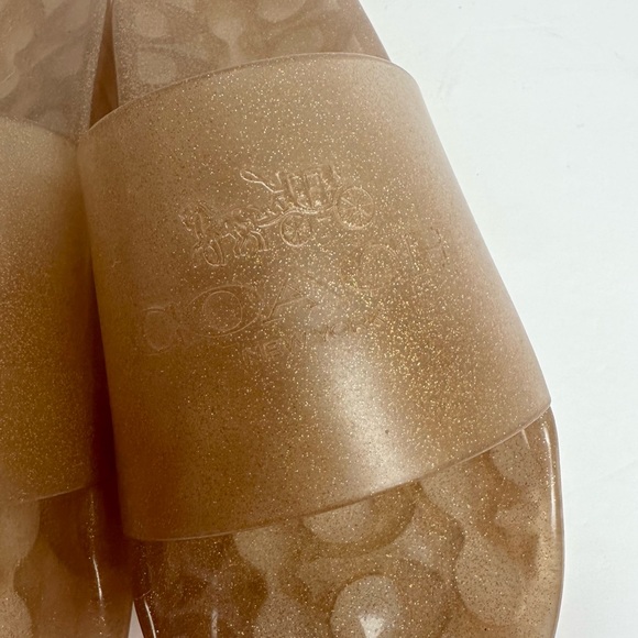 Coach Ulyssa Rubber Jelly Slide in Dark Gold Glitter with Logo Women’s Size 10 - Picture 8 of 11